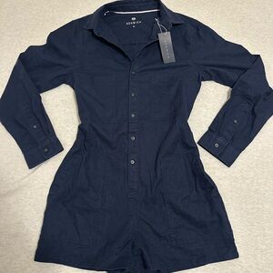 Elegant Navy Button-Up Romper
